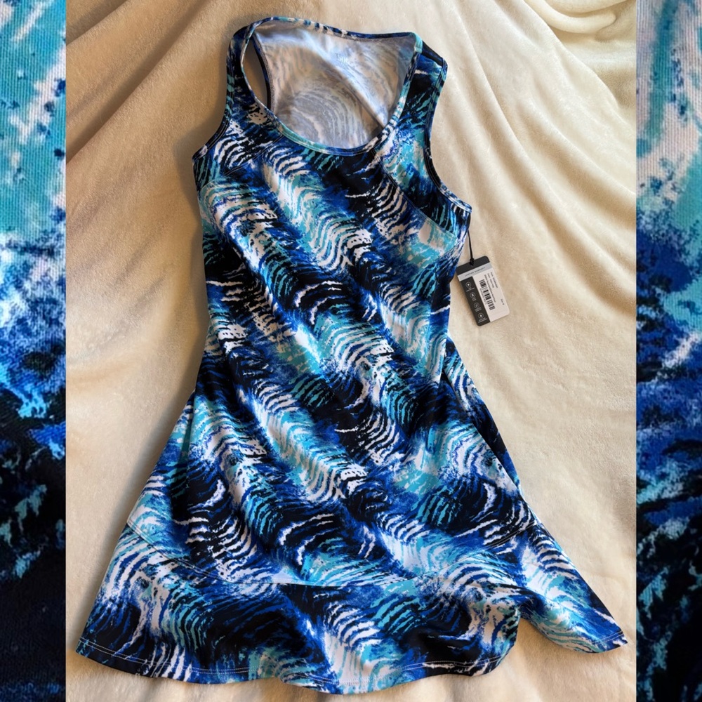 ‼️SOLD‼️ Tail - Zinnia RacerbackDress- Blue and White Tennis Dress